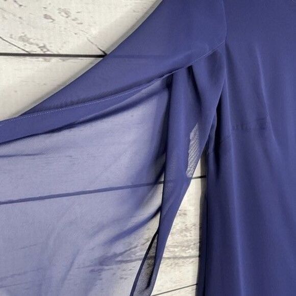 NWT SLNY Cape-Like Sleeve Knee Length Evening Shift Dress Women Size 4 Purple - Picture 6 of 12